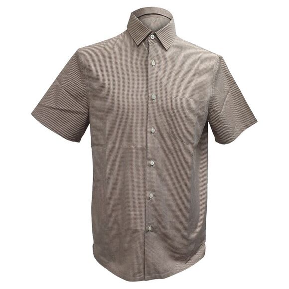 Prada Gingham Button-Down Short Sleeve Shirt in Brown Cotton - Picture 1 of 5